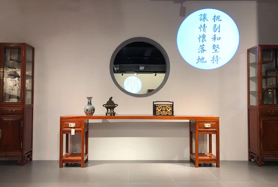 Decorative long Bench with 2 Integrated Pedestal with Drawer Details